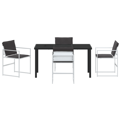 5 Piece Garden Dining Set with Cushions White Textilene and Steel