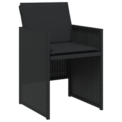 5 Piece Garden Dining Set with Cushions Black Poly Rattan