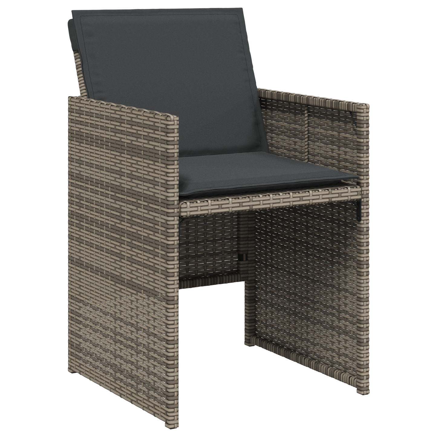 5 Piece Garden Dining Set with Cushions Grey Poly Rattan