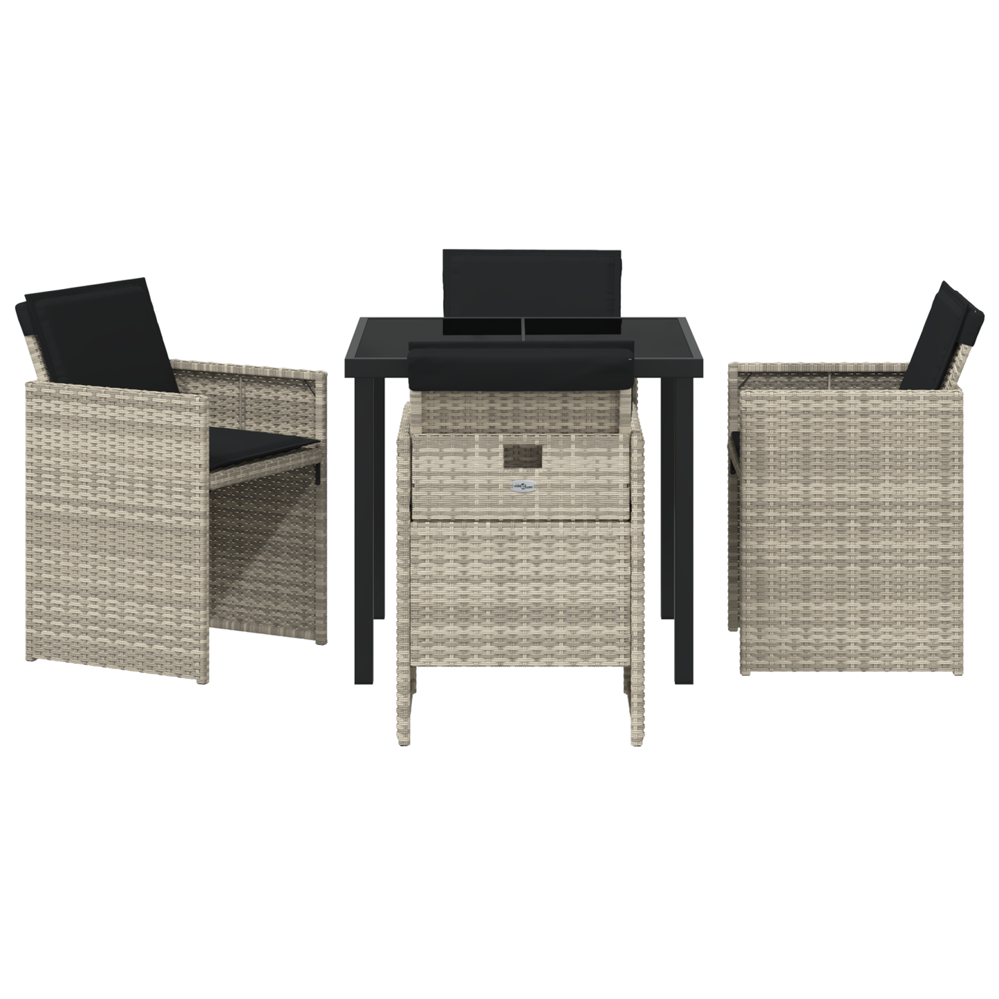 5 Piece Garden Dining Set with Cushions Light Grey Poly Rattan
