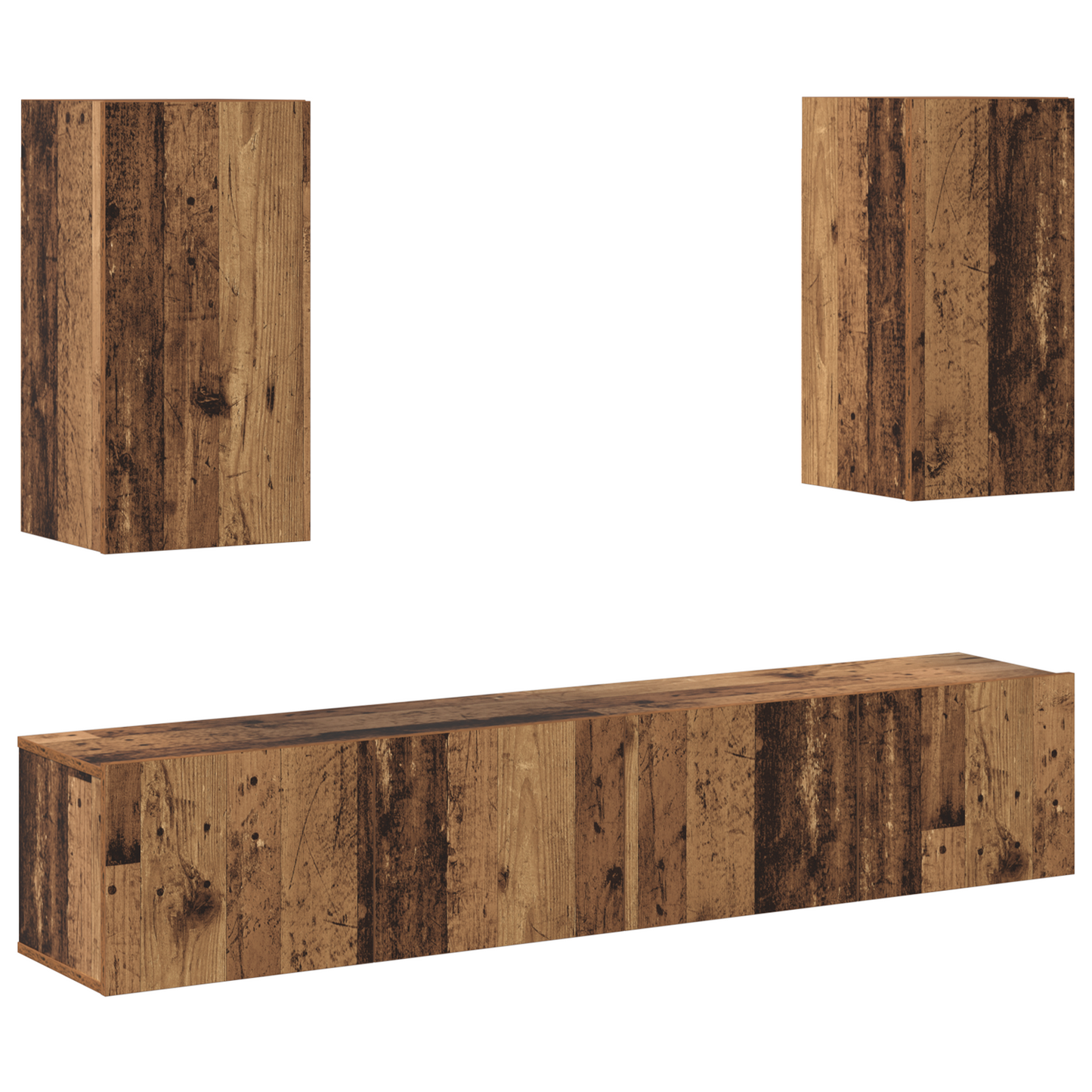 4 Piece TV Cabinet Set Wall-mounted Old Wood Engineered Wood