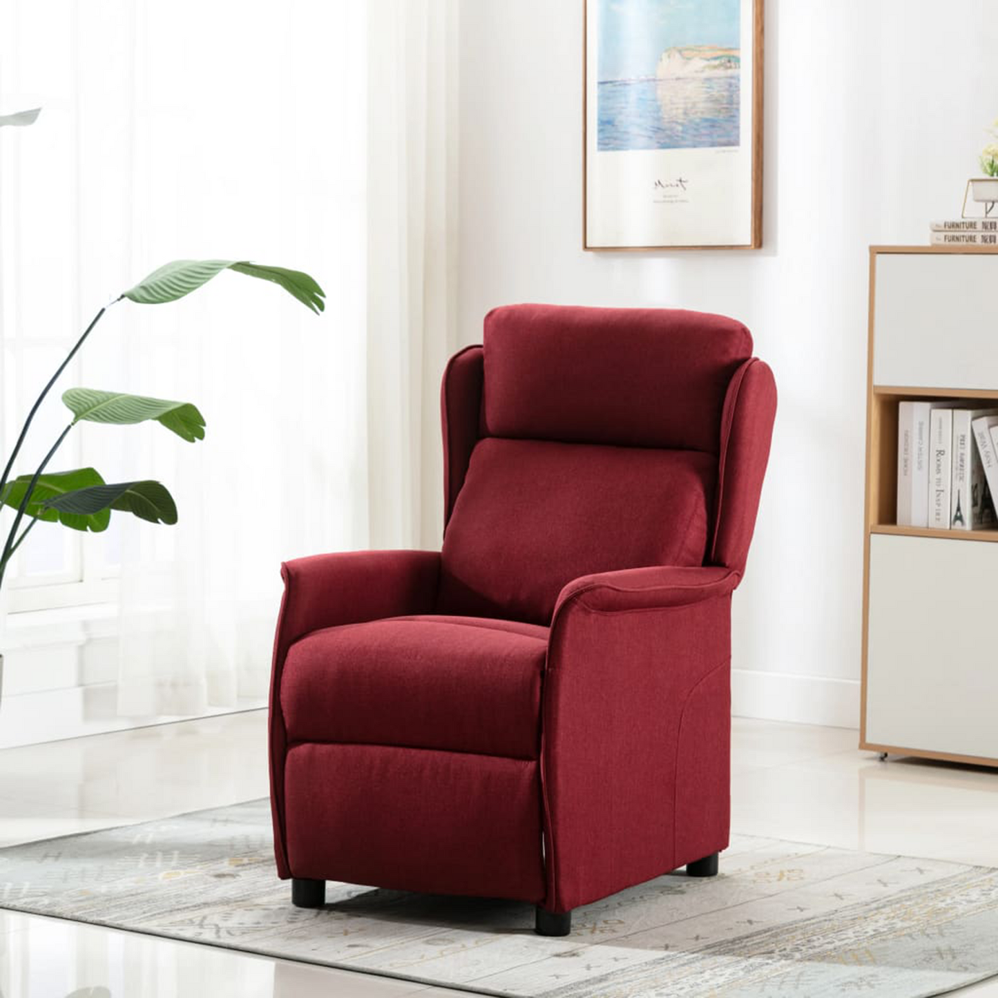 Massage Chair Wine Red Fabric