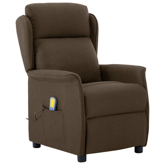 Massage Recliner Chair Brown Fabric