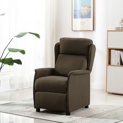 Massage Recliner Chair Brown Fabric