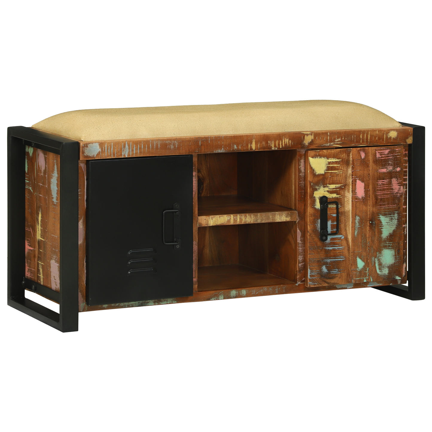 Bench Cabinet Multicolour 100x35x50 cm Solid Wood Reclaimed