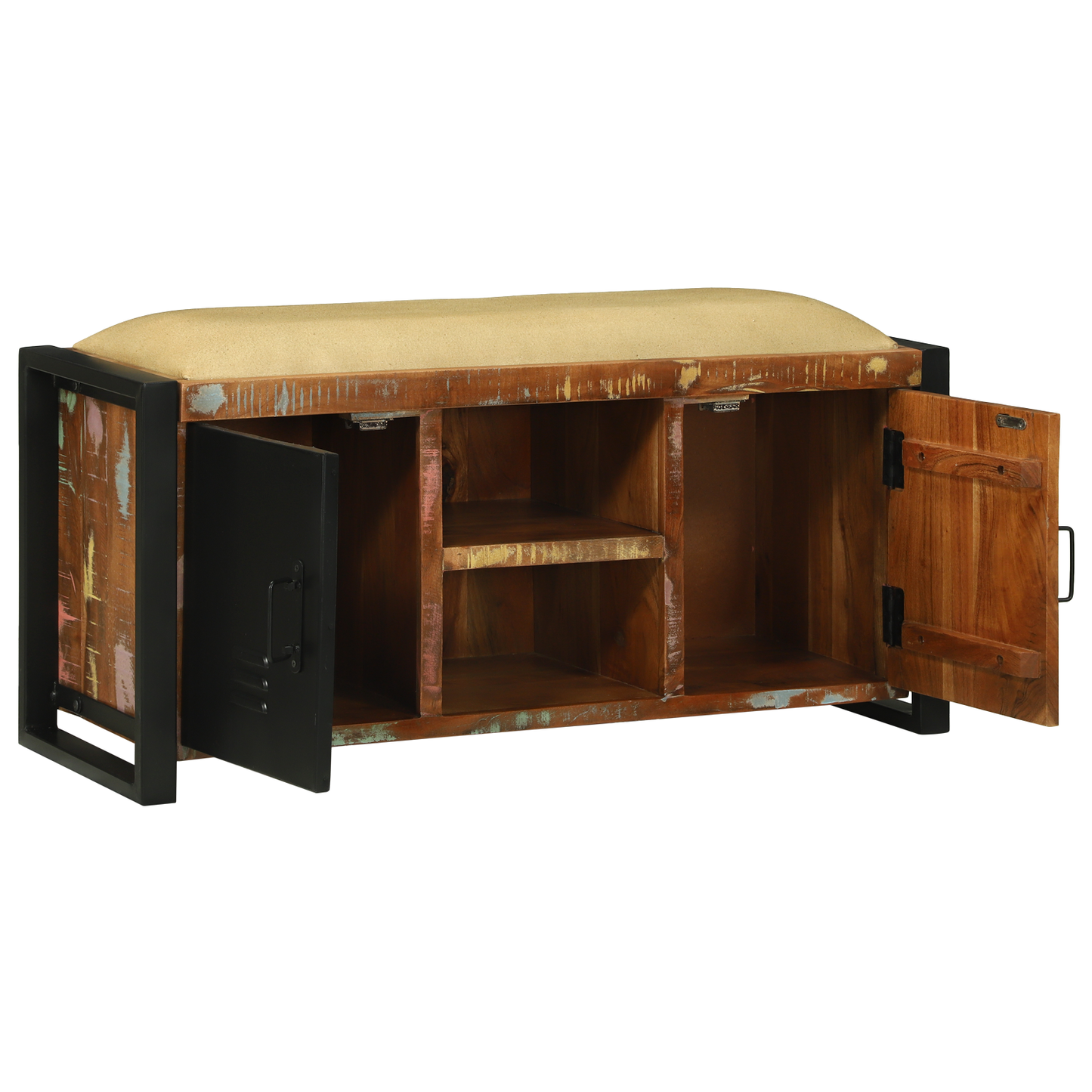 Bench Cabinet Multicolour 100x35x50 cm Solid Wood Reclaimed