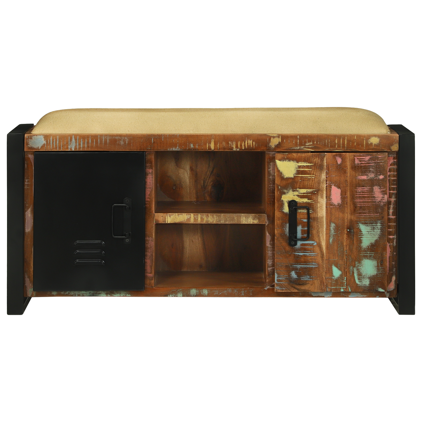 Bench Cabinet Multicolour 100x35x50 cm Solid Wood Reclaimed