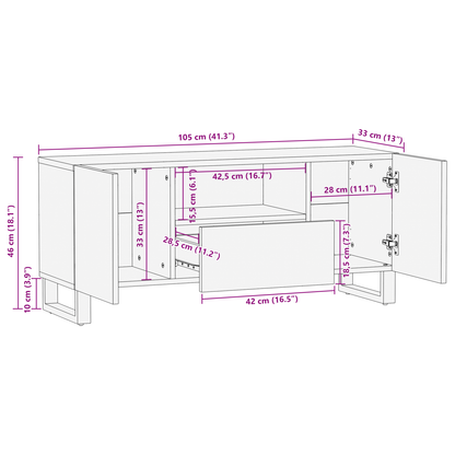 TV Cabinet 105x33.5x46 cm Solid Mango Wood