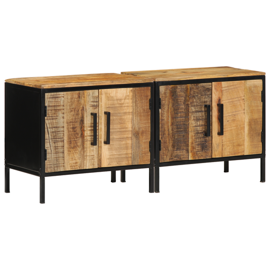Bedside Cabinets 2 pcs 50x30x45 cm Solid Wood Rough Mango
