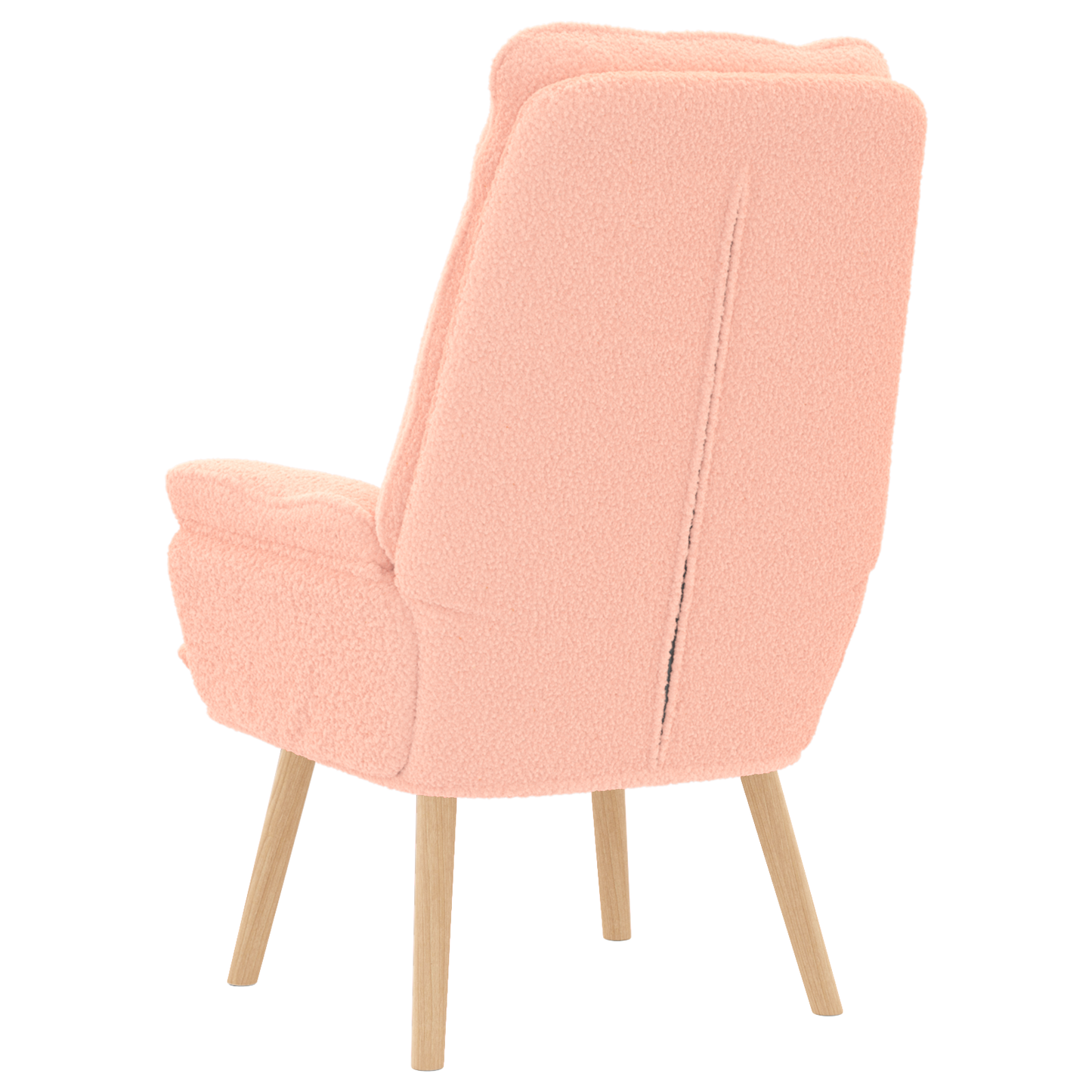 Relaxing Chair Pink Curly Wool-like Fabric