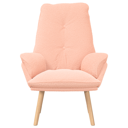 Relaxing Chair Pink Curly Wool-like Fabric