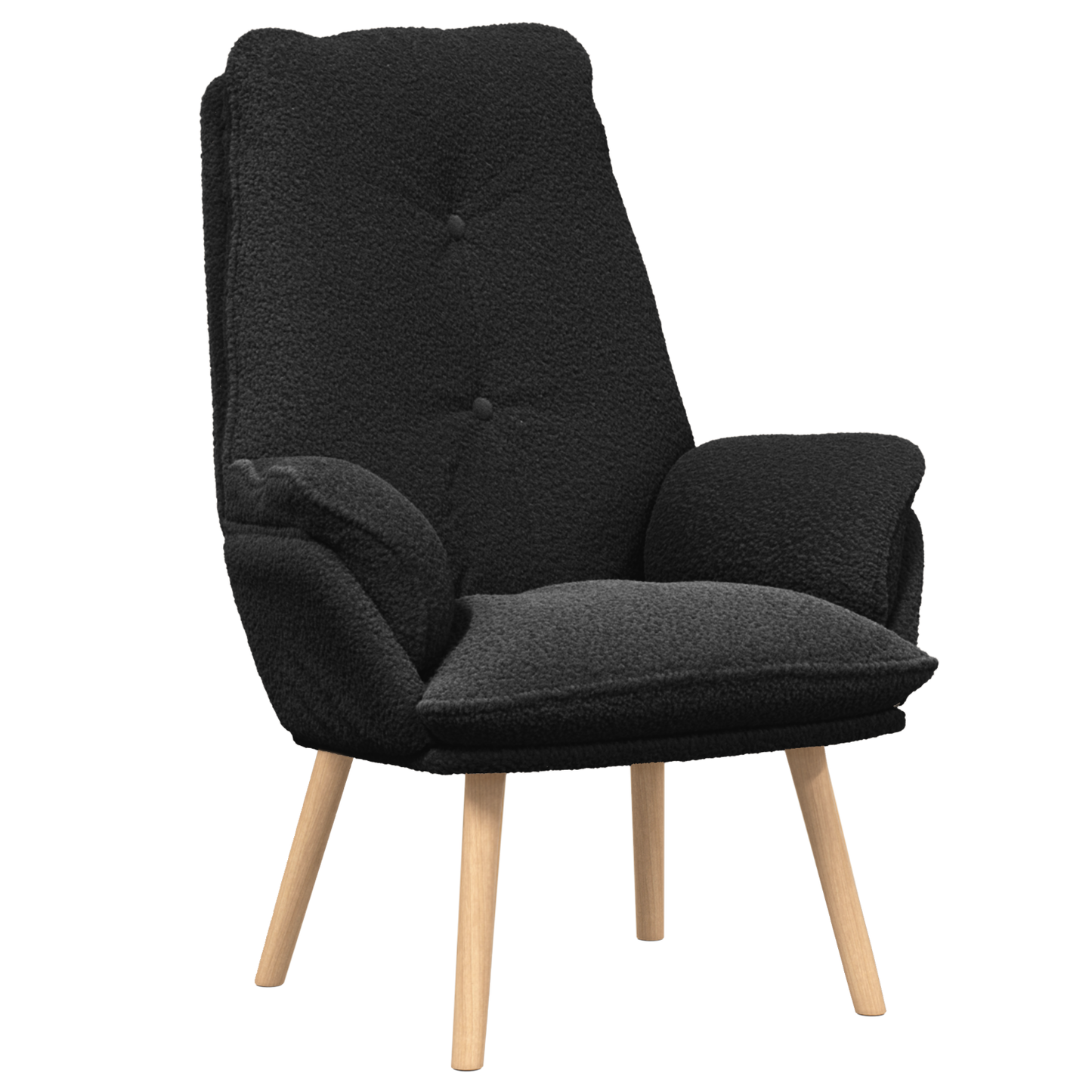 Relaxing Chair Black Curly Wool-like Fabric