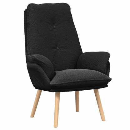 Relaxing Chair Black Curly Wool-like Fabric