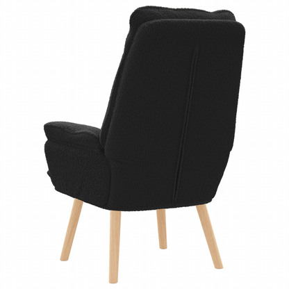 Relaxing Chair Black Curly Wool-like Fabric