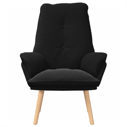 Relaxing Chair Black Curly Wool-like Fabric