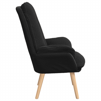 Relaxing Chair Black Curly Wool-like Fabric