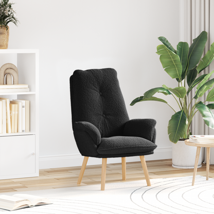 Relaxing Chair Black Curly Wool-like Fabric