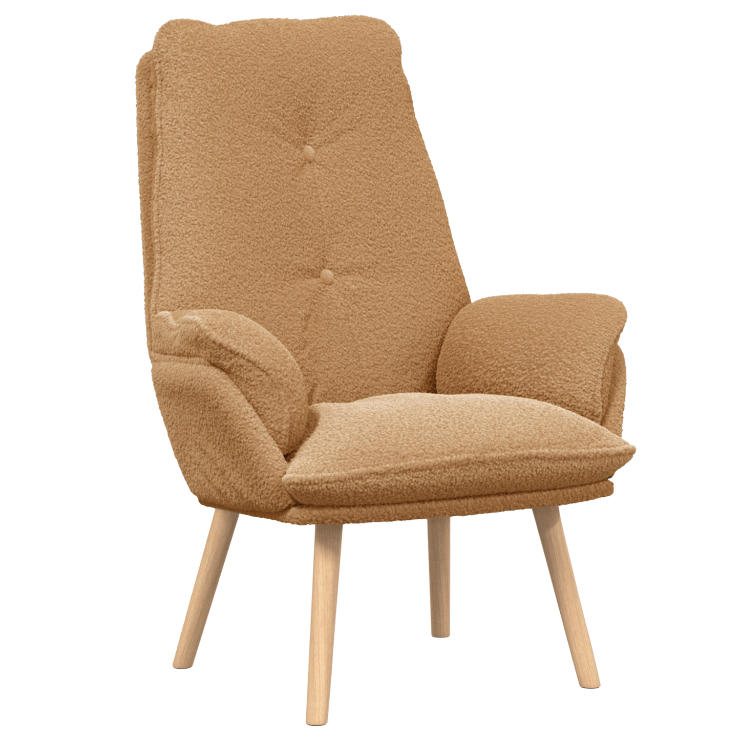 Relaxing Chair Beige Curly Wool-like Fabric