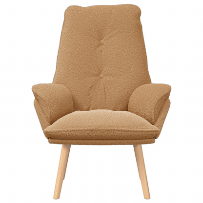 Relaxing Chair Beige Curly Wool-like Fabric