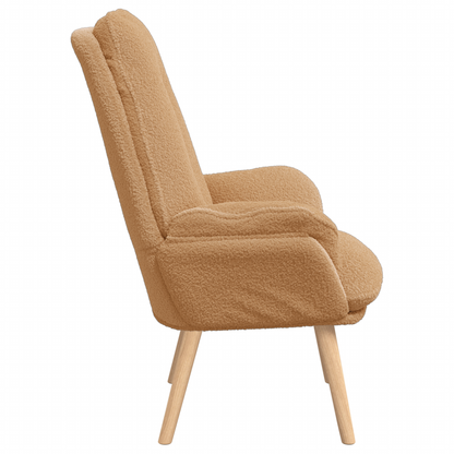 Relaxing Chair Beige Curly Wool-like Fabric