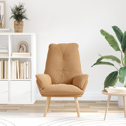 Relaxing Chair Beige Curly Wool-like Fabric