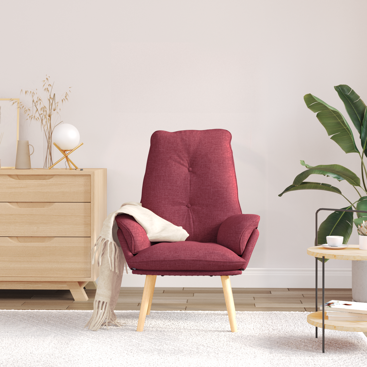 Relaxing Chair Wine Red Fabric