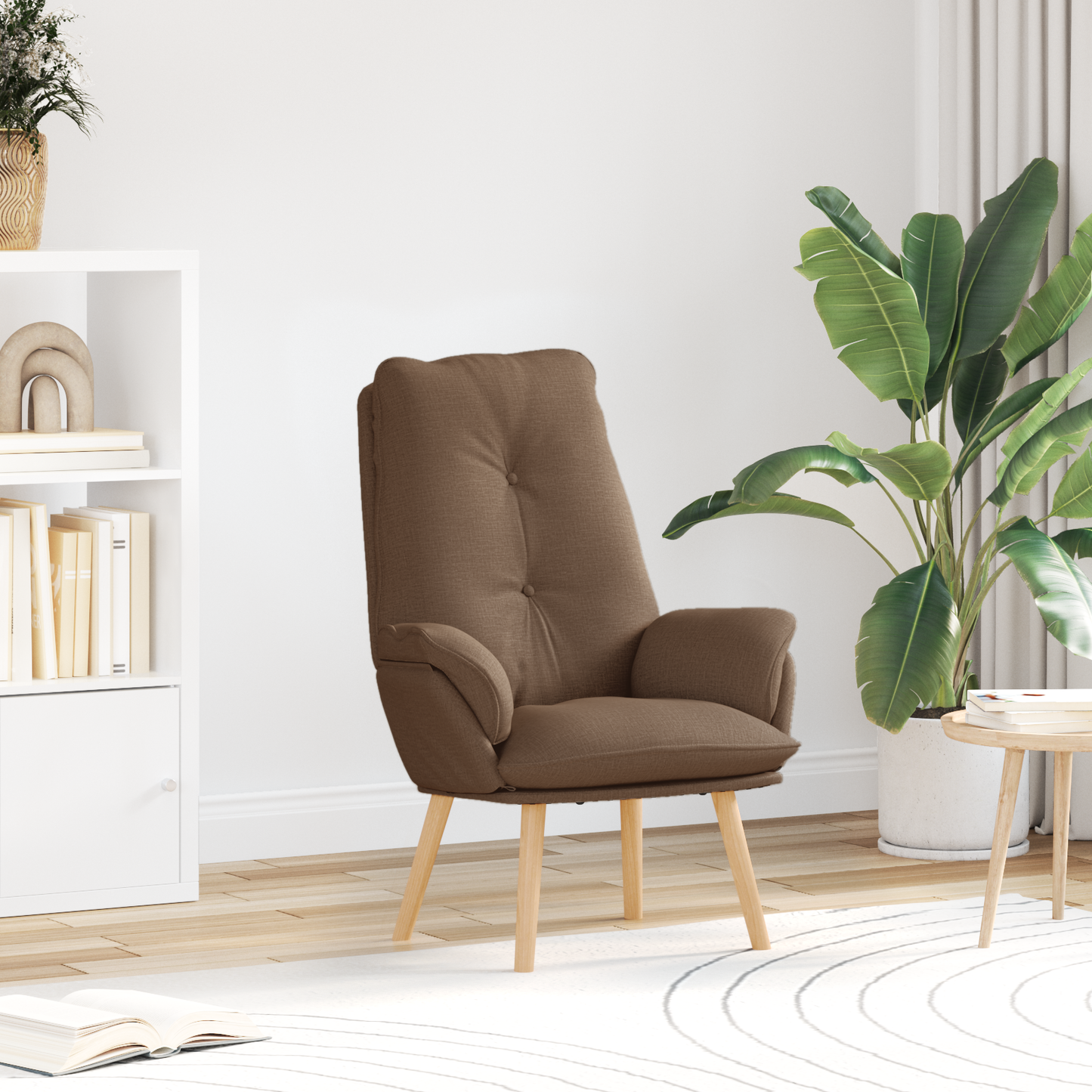 Relaxing Chair Brown Fabric