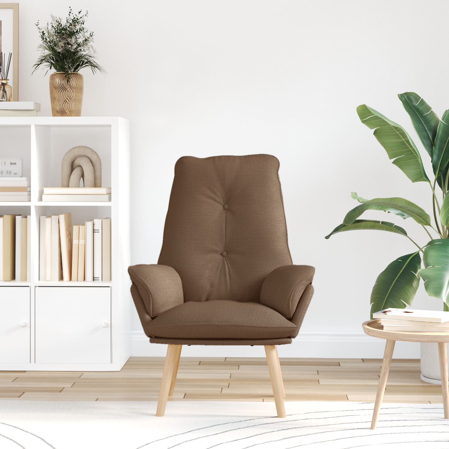 Relaxing Chair Brown Fabric