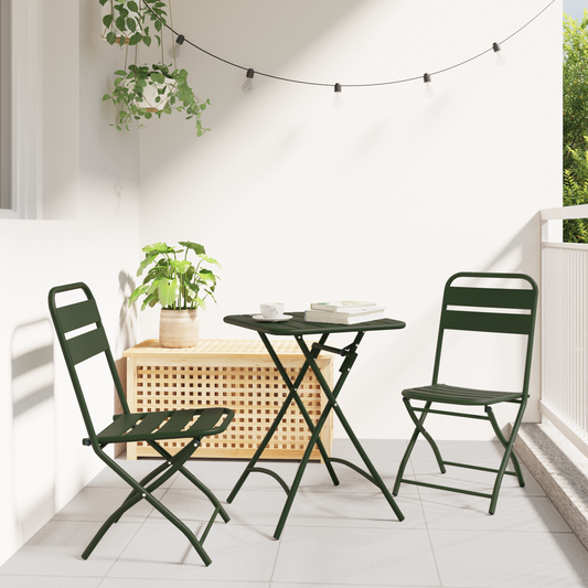 Folding Garden Chairs 2 pcs Dark Green 42x52x82 cm Powder-coated Steel