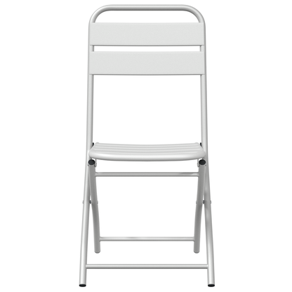 Folding Garden Chairs 2 pcs White Steel