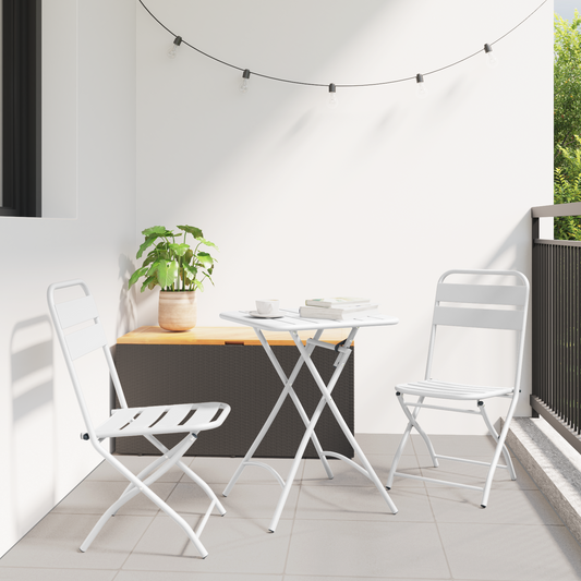 Folding Garden Chairs 2 pcs White Steel