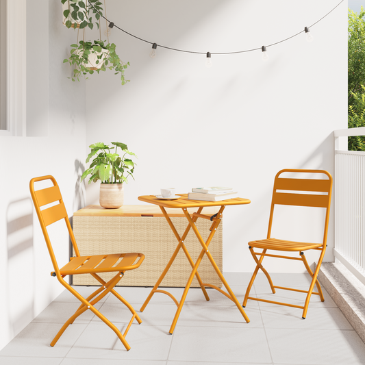 Folding Garden Chairs 2 pcs Mustard Yellow 42x52x82 cm Powder-coated Steel