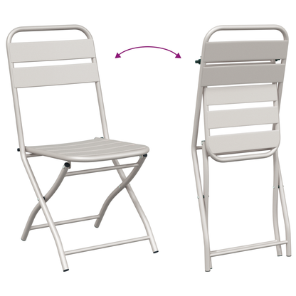 Folding Garden Chairs 2 pcs Beige 42x52x82 cm Powder-coated Steel