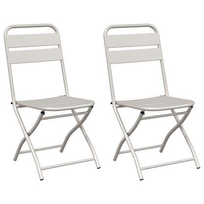 Folding Garden Chairs 2 pcs Beige 42x52x82 cm Powder-coated Steel