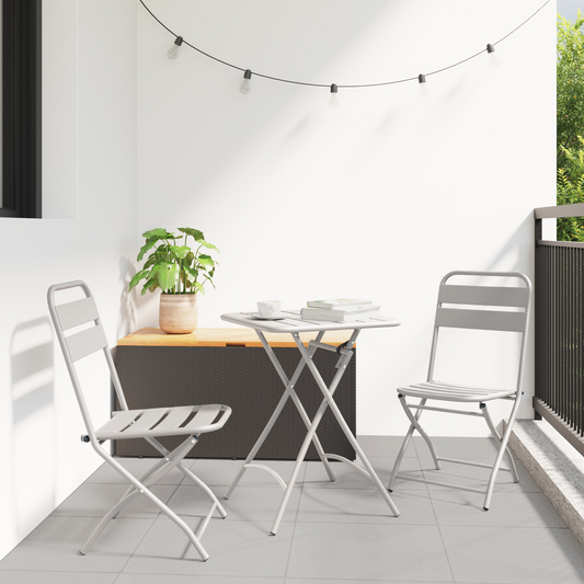 Folding Garden Chairs 2 pcs Beige 42x52x82 cm Powder-coated Steel