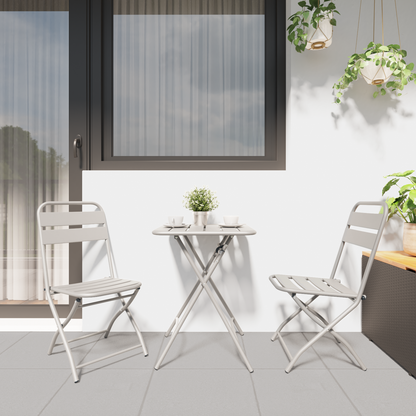 Folding Garden Chairs 2 pcs Beige 42x52x82 cm Powder-coated Steel
