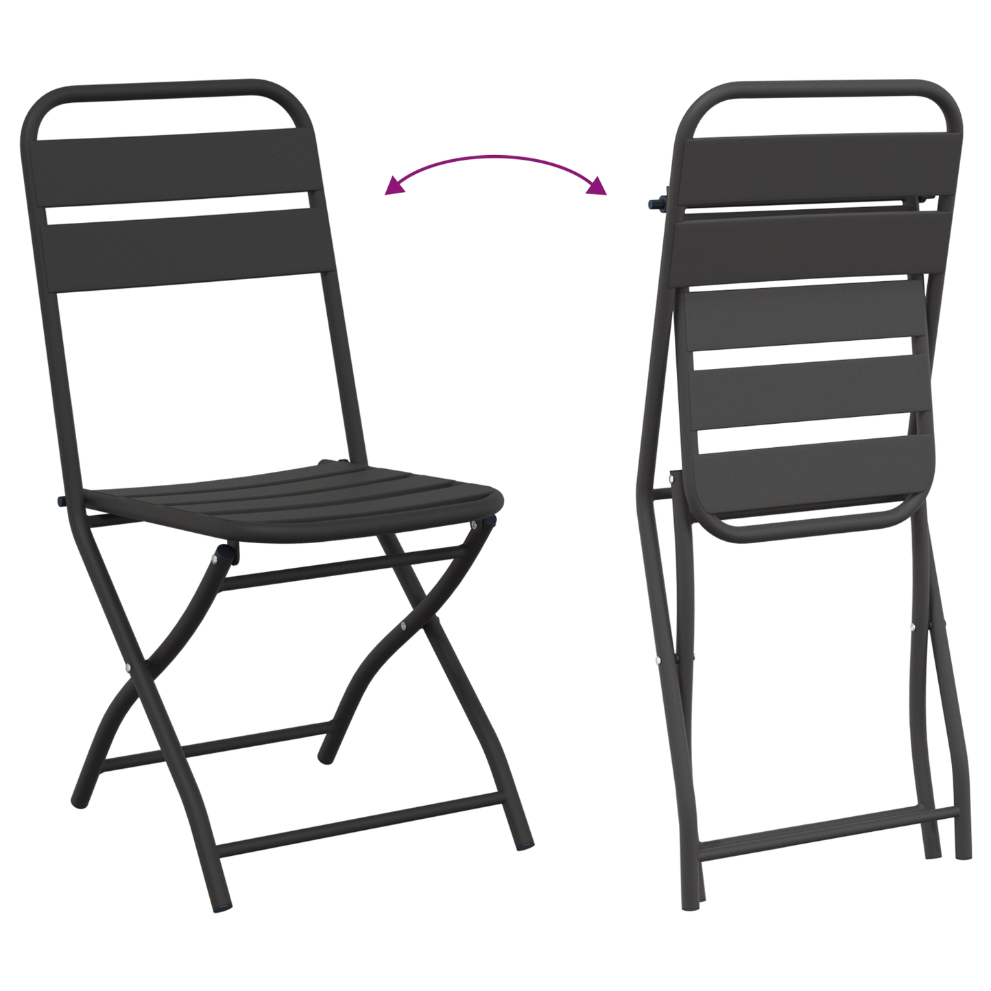 Folding Garden Chairs 2 pcs Anthracite 42x52x82 cm Powder-coated Steel