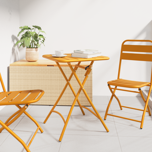 Foldable Garden Table - Mustard Yellow - 55x55x73 cm - Steel