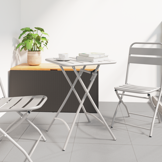 Folding Garden Table Beige 55x55x73 cm Steel