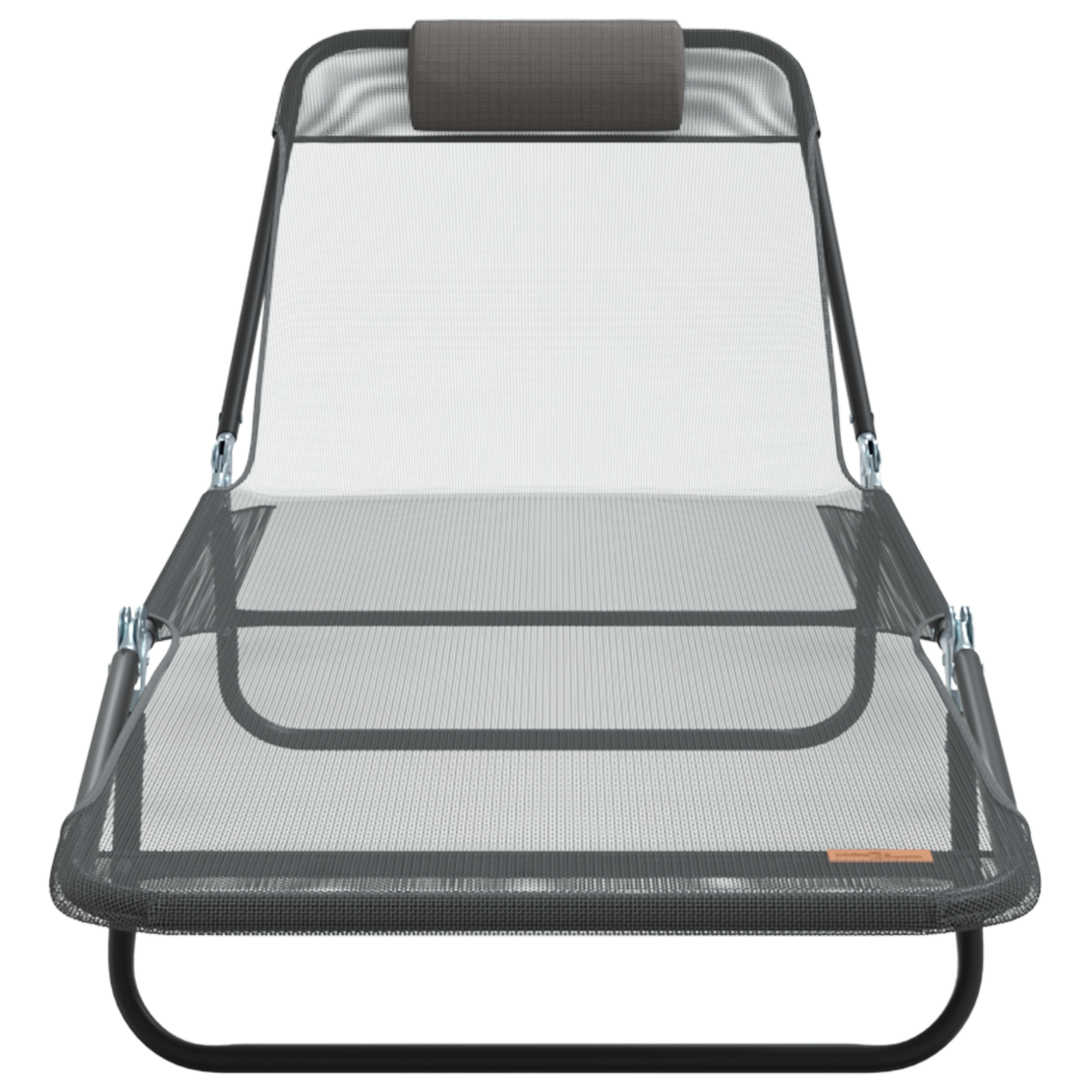 Folding Sun Lounger with Headrest Grey Textilene
