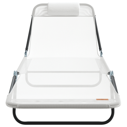 Folding Sun Loungers 2 pcs with Headrest Cream Textilene