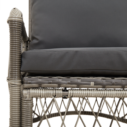 Garden Chair with Cushions Grey Poly Rattan