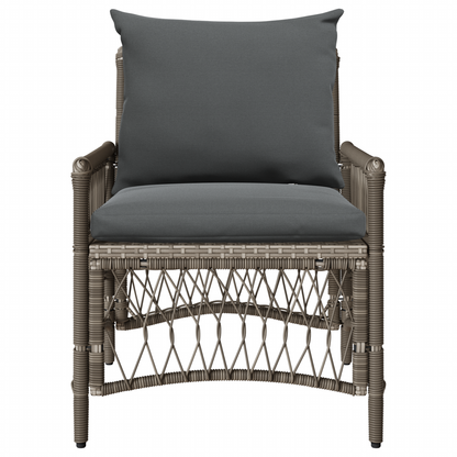 Garden Chair with Cushions Grey Poly Rattan