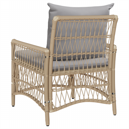 Garden Chair with Cushions Beige 60x70x78 cm Poly Rattan