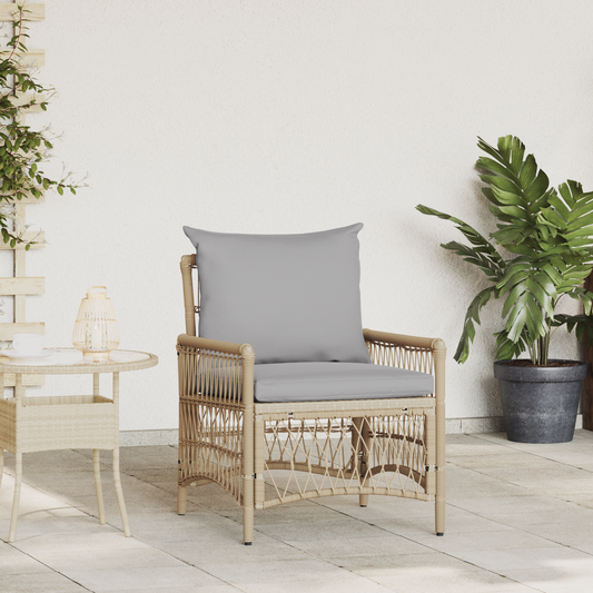 Garden Chair with Cushions Beige 60x70x78 cm Poly Rattan