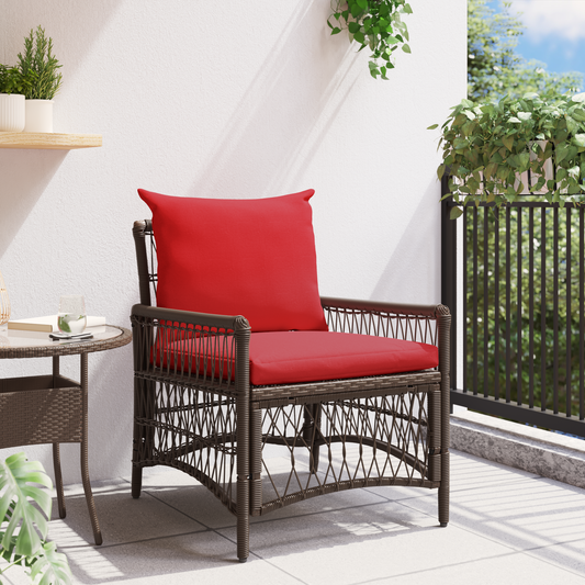 Garden Chair with Cushions Brown 60x70x78 cm Poly Rattan