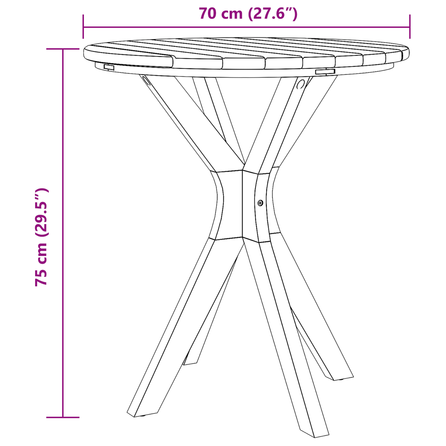 Garden Bistro Table Ø70x75 cm Solid Wood Teak