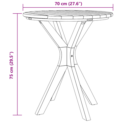 Garden Bistro Table Ø70x75 cm Solid Wood Teak