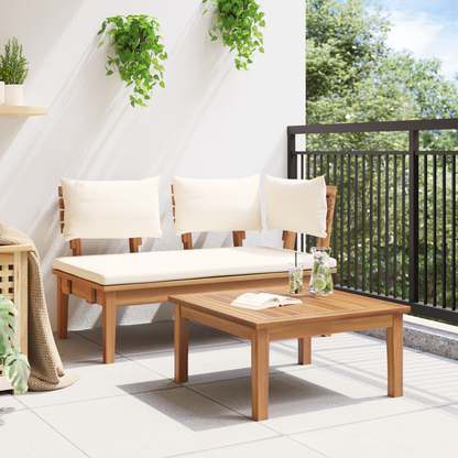 2 Piece Garden Bench Set Solid Wood Teak