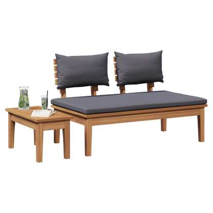 2 Piece Garden Bench Set Solid Wood Teak